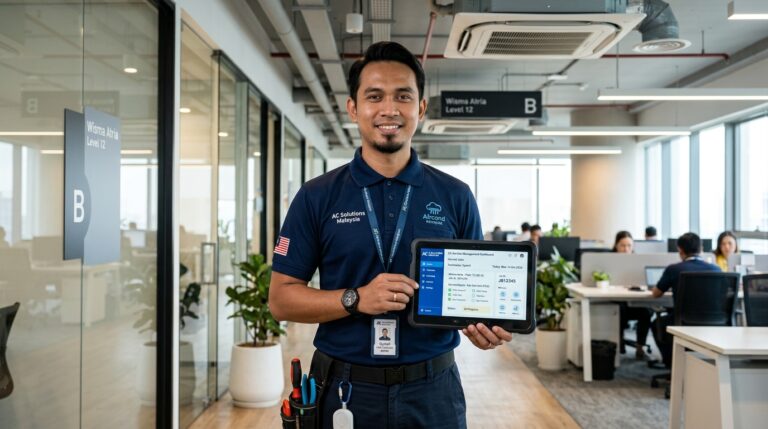 Panduan cara urus bisnes servis aircond di Malaysia menggunakan sistem FSM
